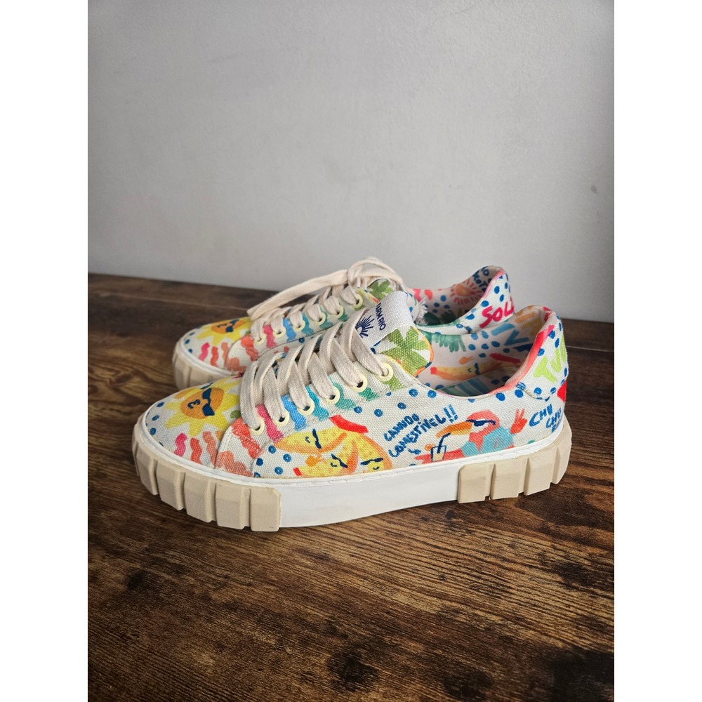 Farm Rio Canvas Platform Sneakers Womens 7 Multi Color Tropical Sun 304678-11/21
